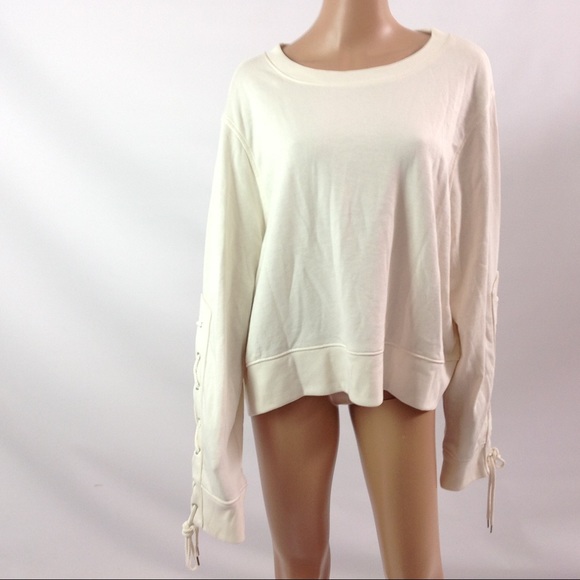 $185 New Shades of Blonde Sweatshirt Size M Ivory - Picture 6 of 6